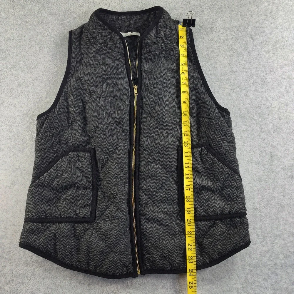41 Hawthorn Vest Women Size L Black Quilted Herringbone Chevron Zip Front📏📸SEE